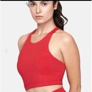 Outdoor Voices Womens Move Free TechSweat Longline Top Red Sports Bra Size XS
